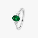 Emerald and Diamond Three Stone Ring