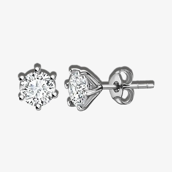 Erista ROUND BRILLIANT DIAMOND SOLITAIRE SIX CLAW STUD EARRINGS HEERA