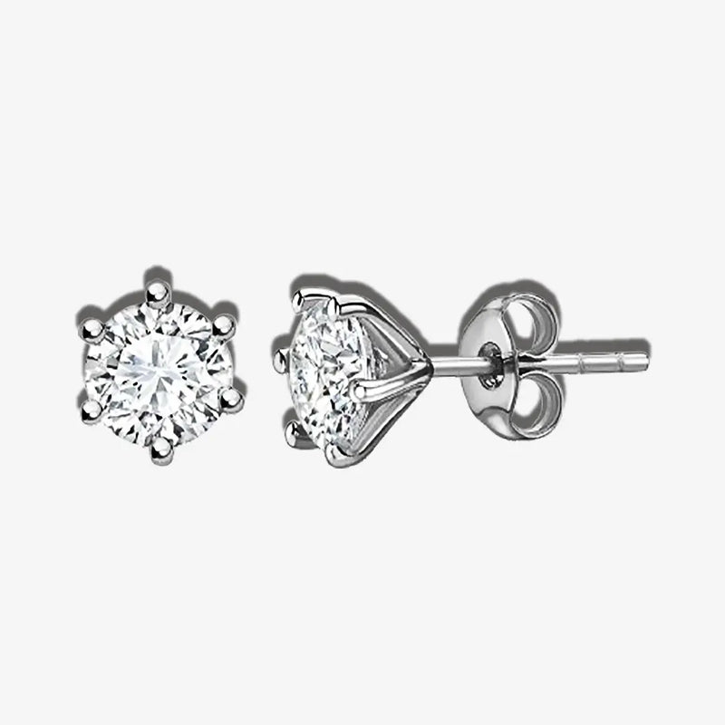 Erista ROUND BRILLIANT DIAMOND SOLITAIRE SIX CLAW STUD EARRINGS HEERA