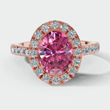 "Esme" 1.50 Carat Halo Oval Cut Diamond Shoulders Engagement Ring HEERA DIAMONDS