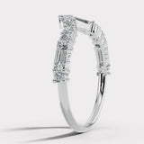 "Este" V Shape Eternity Ring Emerald and Round Brilliant Cut 0.90ct Diamond ET41