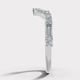 "Este" V Shape Eternity Ring Emerald and Round Brilliant Cut 0.90ct Diamond ET41