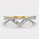 "Este" V Shape Eternity Ring Emerald and Round Brilliant Cut 0.90ct Diamond ET41