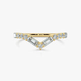 "Este" V Shape Eternity Ring Emerald and Round Brilliant Cut 0.90ct Diamond ET41