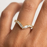 "Este" V Shape Eternity Ring Emerald and Round Brilliant Cut 0.90ct Diamond ET41