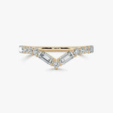 "Este" V Shape Eternity Ring Emerald and Round Brilliant Cut 0.90ct Diamond ET41