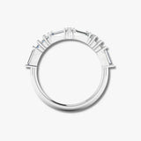 "Este" V Shape Eternity Ring Emerald and Round Brilliant Cut 0.90ct Diamond ET41 HEERA DIAMONDS