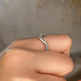 "Este" V Shape Eternity Ring Emerald and Round Brilliant Cut Diamond ET41 - HEERA DIAMONDS