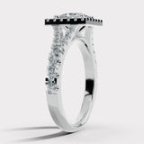 "Ezra" Square Halo Princess Cut 1 Carat Diamond Split Diamond Shoulder Engagement Ring HAPC01