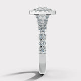"Ezra" Square Halo Princess Cut 1 Carat Diamond Split Diamond Shoulder Engagement Ring HAPC01