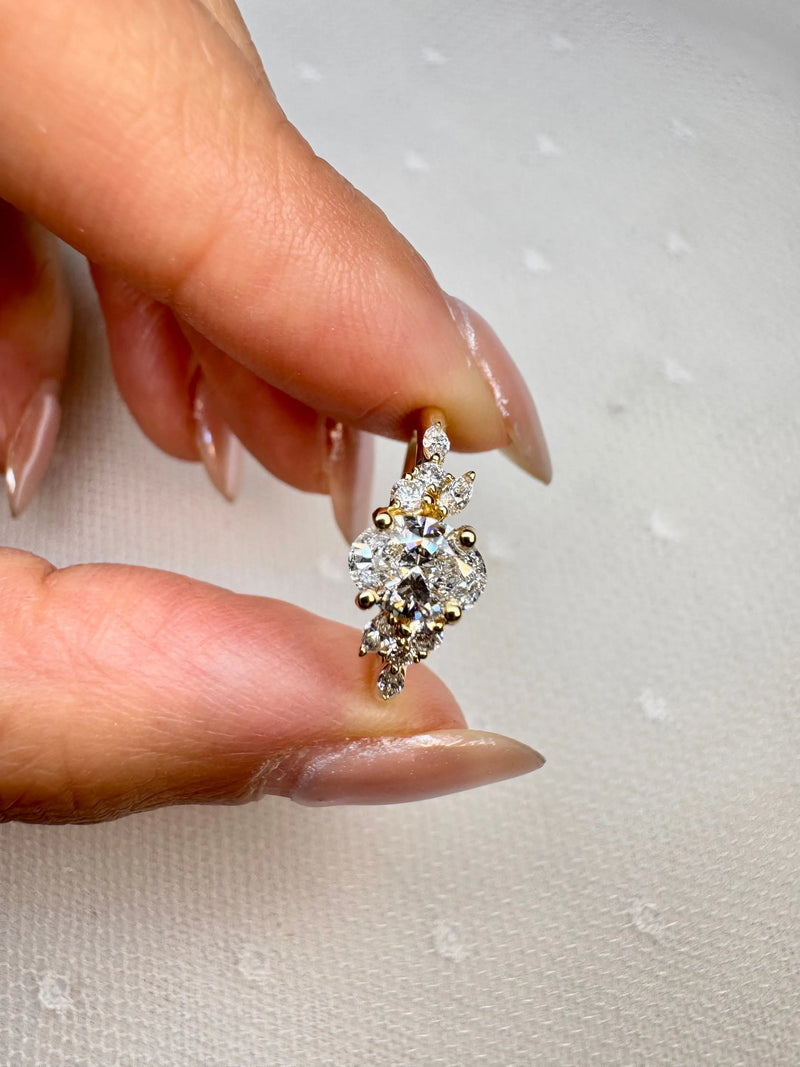 "Fiona" Oval Cut 0.70 Diamond Shoulder 18K Yellow Gold Engagement Ring HEERA DIAMONDS