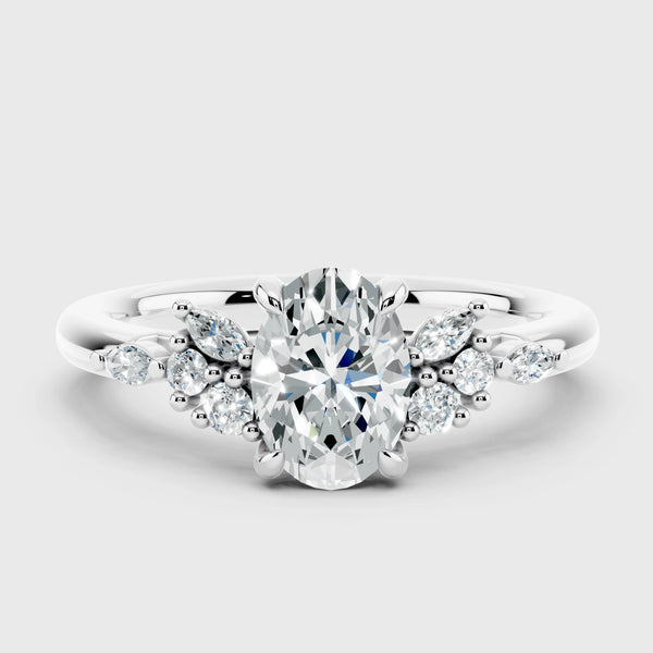 "Fiona" Oval Cut 0.70 Diamond Shoulder 18K Yellow Gold Engagement Ring HEERA DIAMONDS