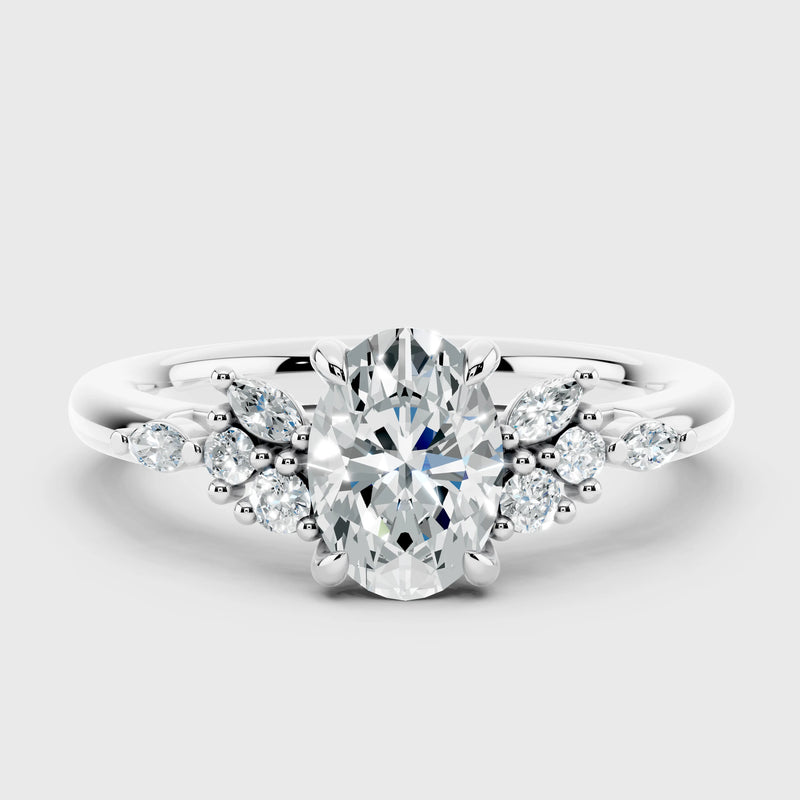 "Fiona" Oval Cut 0.70 Diamond Shoulder 18K Yellow Gold Engagement Ring HEERA DIAMONDS