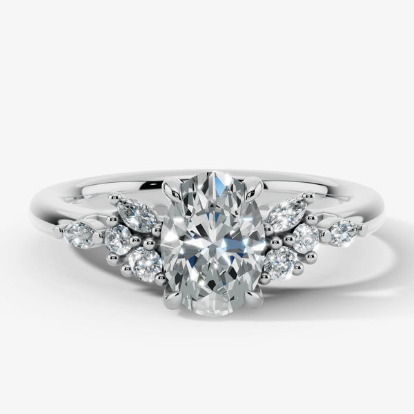 "Fiona" Oval Cut 0.70 Diamond Shoulder 18K Yellow Gold Engagement Ring HEERA DIAMONDS