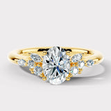 "Fiona" Oval Cut 0.70 Diamond Shoulder 18K Yellow Gold Engagement Ring Render- Front View
