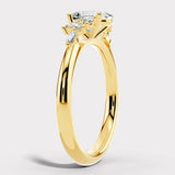 "Fiona" Oval Cut 0.70 Diamond Shoulder 18K Yellow Gold Engagement Ring Render- Side View