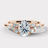 "Fiona" Oval Cut 0.70 Diamond Shoulder 18K Yellow Gold Engagement Ring -Rose Gold