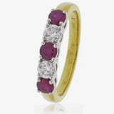 Five Stone Diamond and Ruby Ring HEERA DIAMONDS