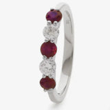 Five Stone Ruby and Diamond Ring in Claw Set HEERA DIAMONDS