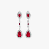GARNET DROP EARRINGS IN 9K WHITE GOLD