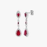 GARNET DROP EARRINGS IN 9K WHITE GOLD