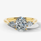"Glenney" 2.5 Carat Three Stone Oval Cut with Pear Trilogy Engagement Ring HEERA DIAMONDS