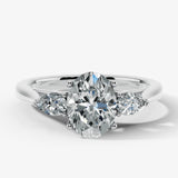 "Glenney" 2.5 Carat Three Stone Oval Cut with Pear Trilogy Engagement Ring HEERA DIAMONDS