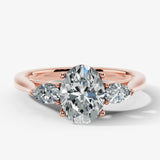 "Glenney" 2.5 Carat Three Stone Oval Cut with Pear Trilogy Engagement Ring HEERA DIAMONDS