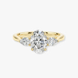 "Glenney" 2.5 Carat Three Stone Oval Cut with Pear Trilogy Engagement Ring