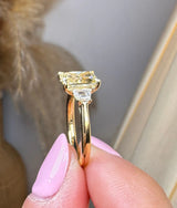 "Gloria" Radiant Cut Yellow Fancy 1.5 Carat Trilogy 18k Yellow Gold Engagement Ring HEERA DIAMONDS
