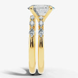 "Goldie" Bridal Set Oval Cut Diamond Shoulders Eternity Engagement Ring Render- Side view