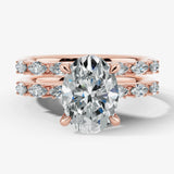 "Goldie" Oval Cut Diamond Shoulders Eternity Engagement Ring - Rose Gold
