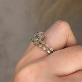 "Goldie" Oval Cut Diamond Shoulders Eternity Engagement Ring Life style- Side view