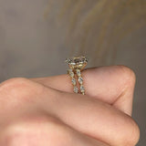 "Goldie" Oval Cut Diamond Shoulders Eternity Engagement Ring Life style- Side view2
