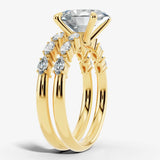 "Goldie" Bridal Set Oval Cut Diamond Shoulders Eternity Engagement Ring HEERA DIAMONDS