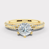 "Grace" 1 carat Round Brilliant Cut Diamond Double Row Diamond Pave Engagement Ring DSRB40