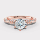 "Grace" 1 carat Round Brilliant Cut Diamond Double Row Diamond Pave Engagement Ring DSRB40