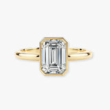 "Gracey" Solitaire 5 Carat Emerald Cut Bezel Diamond Engagement Ring