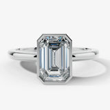 "Gracey" Solitaire Emerald Cut Bezel Diamond Engagement Ring HEERA DIAMONDS