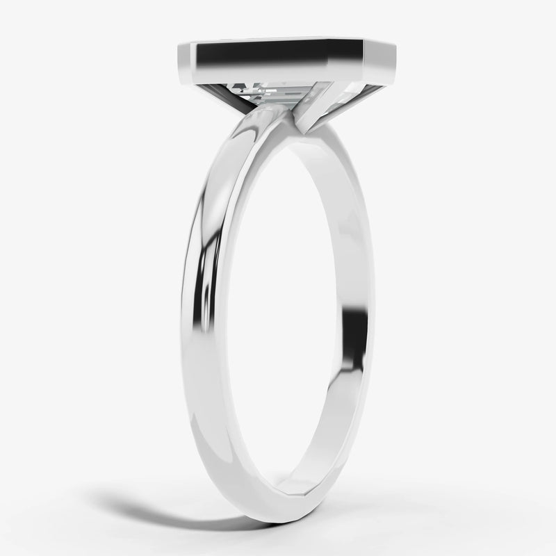 "Gracey" Solitaire Emerald Cut Bezel Diamond Engagement Ring HEERA DIAMONDS