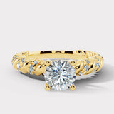 "Grettel" Round Cut 3 Carat Twisted Spiral Diamond Shoulder Engagement Ring DSRB20 HEERA DIAMONDS