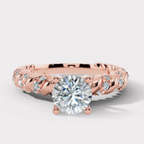 "Grettel" Round Cut 3 Carat Twisted Spiral Diamond Shoulder Engagement Ring DSRB20 HEERA DIAMONDS