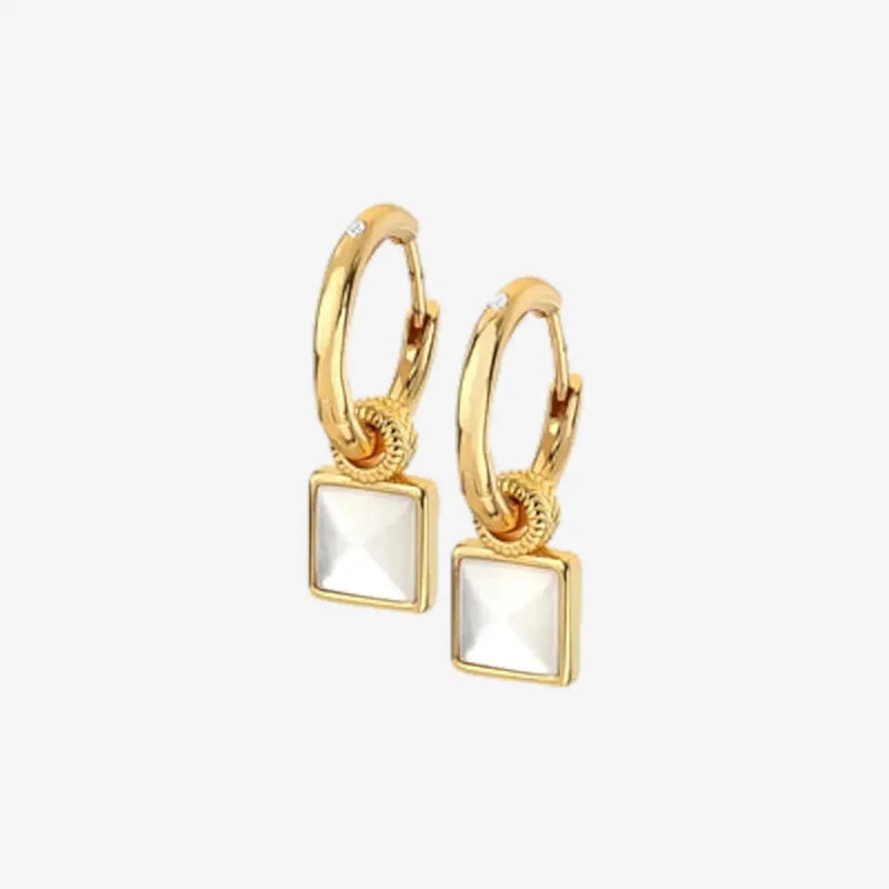 HD X JJ Calm Mother of Pearl Square Earrings Hot Diamonds