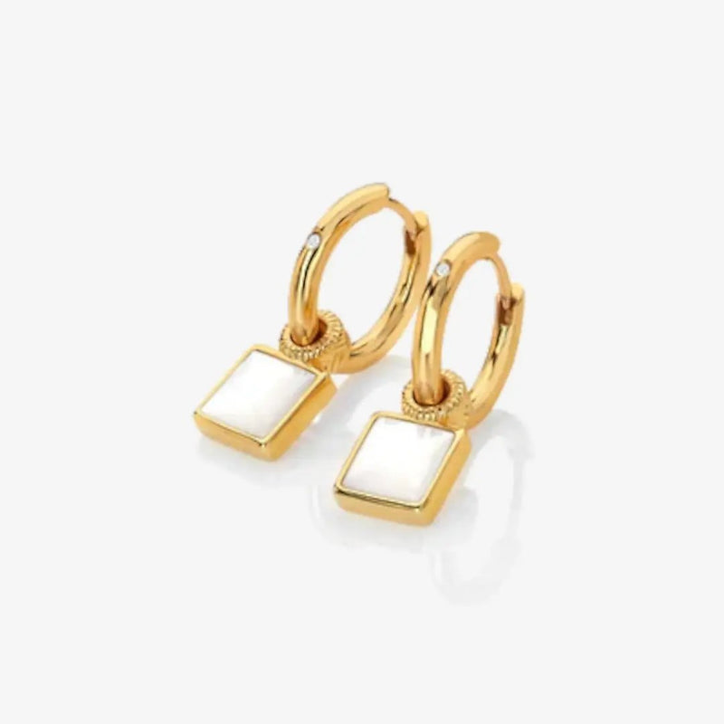 HD X JJ Calm Mother of Pearl Square Earrings Hot Diamonds