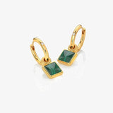 HD X JJ Revive Malachite Square Earrings Hot Diamonds