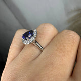 "Hailey" Pear Cut 3 Carat Halo Blue Sapphire Engagement Ring HAPS11S HEERA DIAMONDS