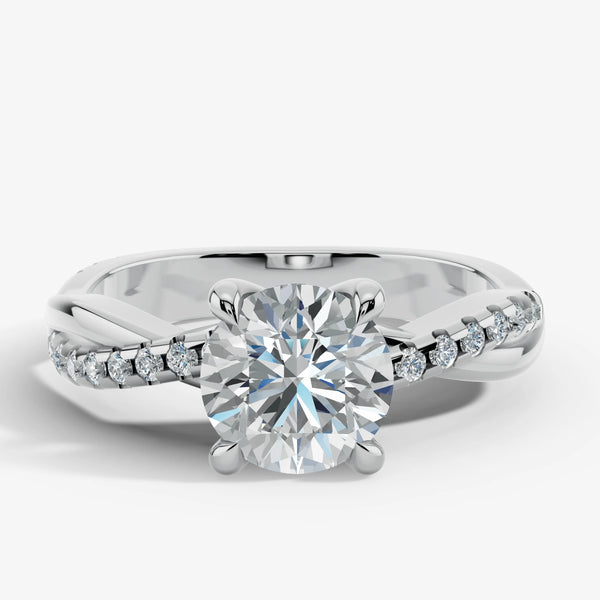 "Halena" Round Cut 2 Carat diamond Shoulder Engagement Ring HEERA DIAMONDS