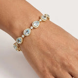 Halo Pear Shape 12 Carat Diamond and Aquamarine Bracelet BRHAPSA