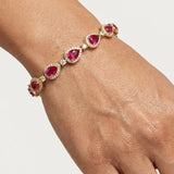Halo Pear Shape 12 Carat Ruby and Diamond Halo Bracelet BRHAPSR