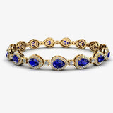 Halo Pear Shape 9 Carat Diamond and Sapphire Bracelet BRHAPSS HEERA DIAMONDS